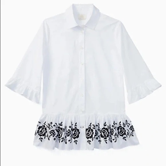 kate spade Tops - Kate Spade Broome Street Short Sleeve Embroidered Top